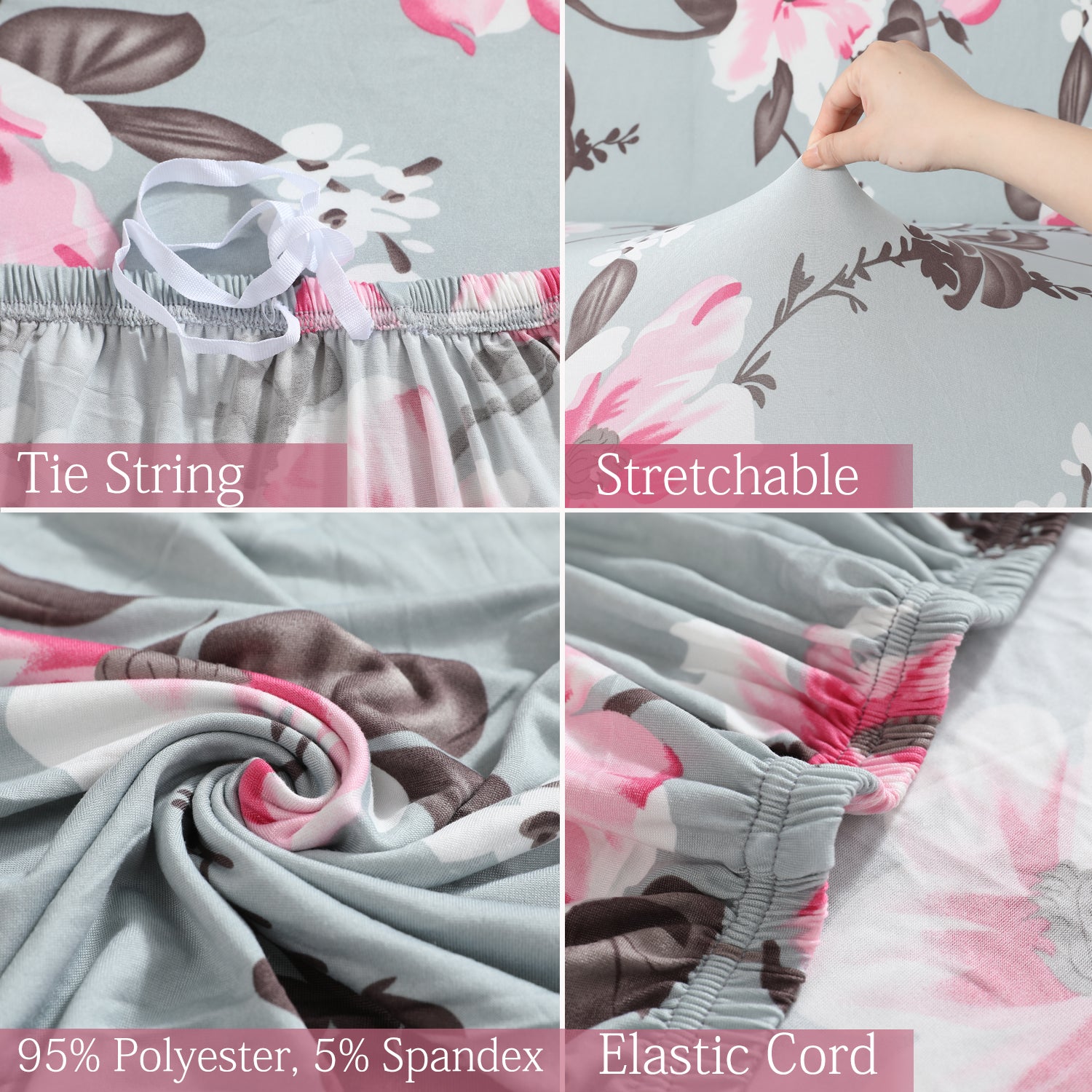 Features of Bluish Grey  Printed elastic sofa cover sets