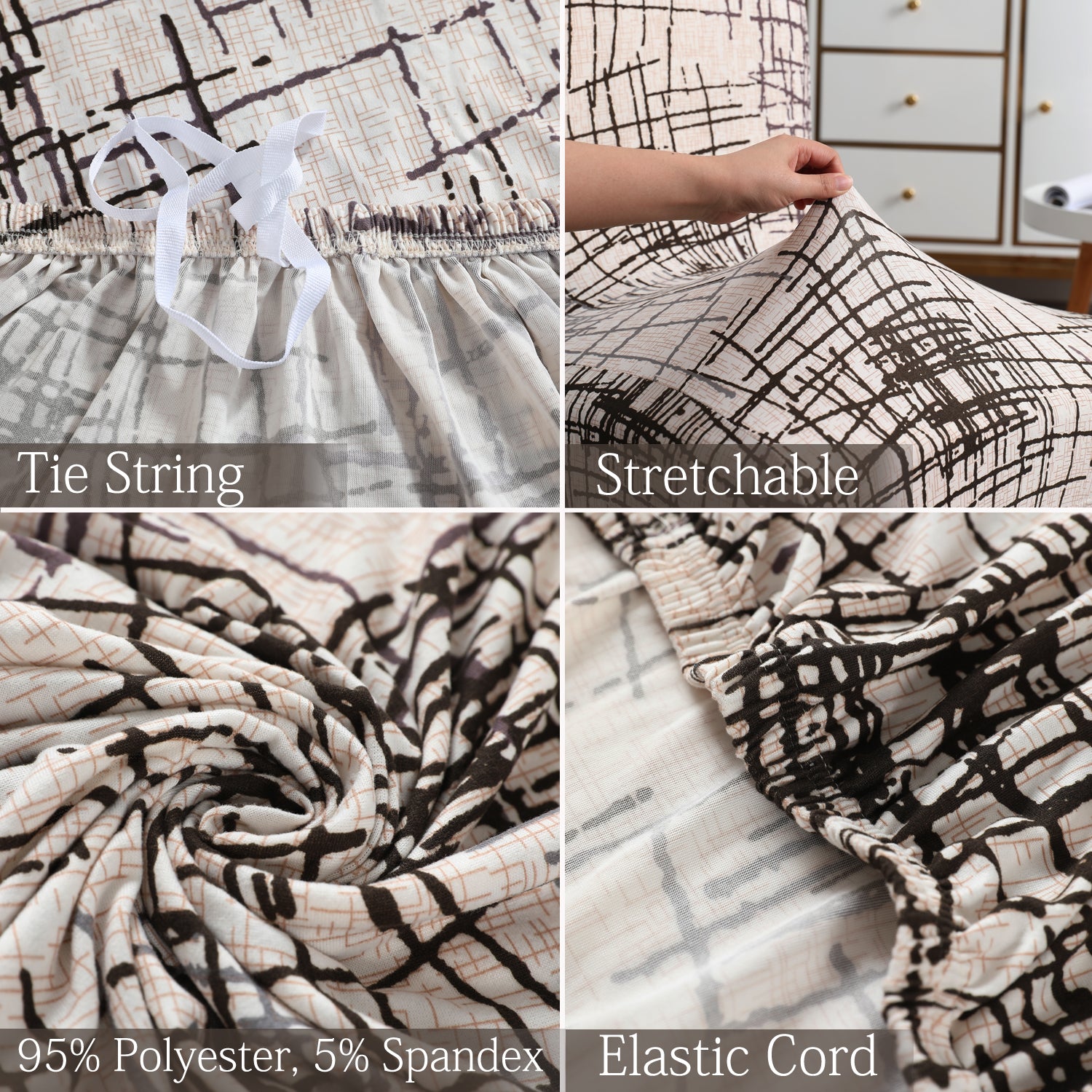 Features of Beige Brown Lines elastic sofa cover sets