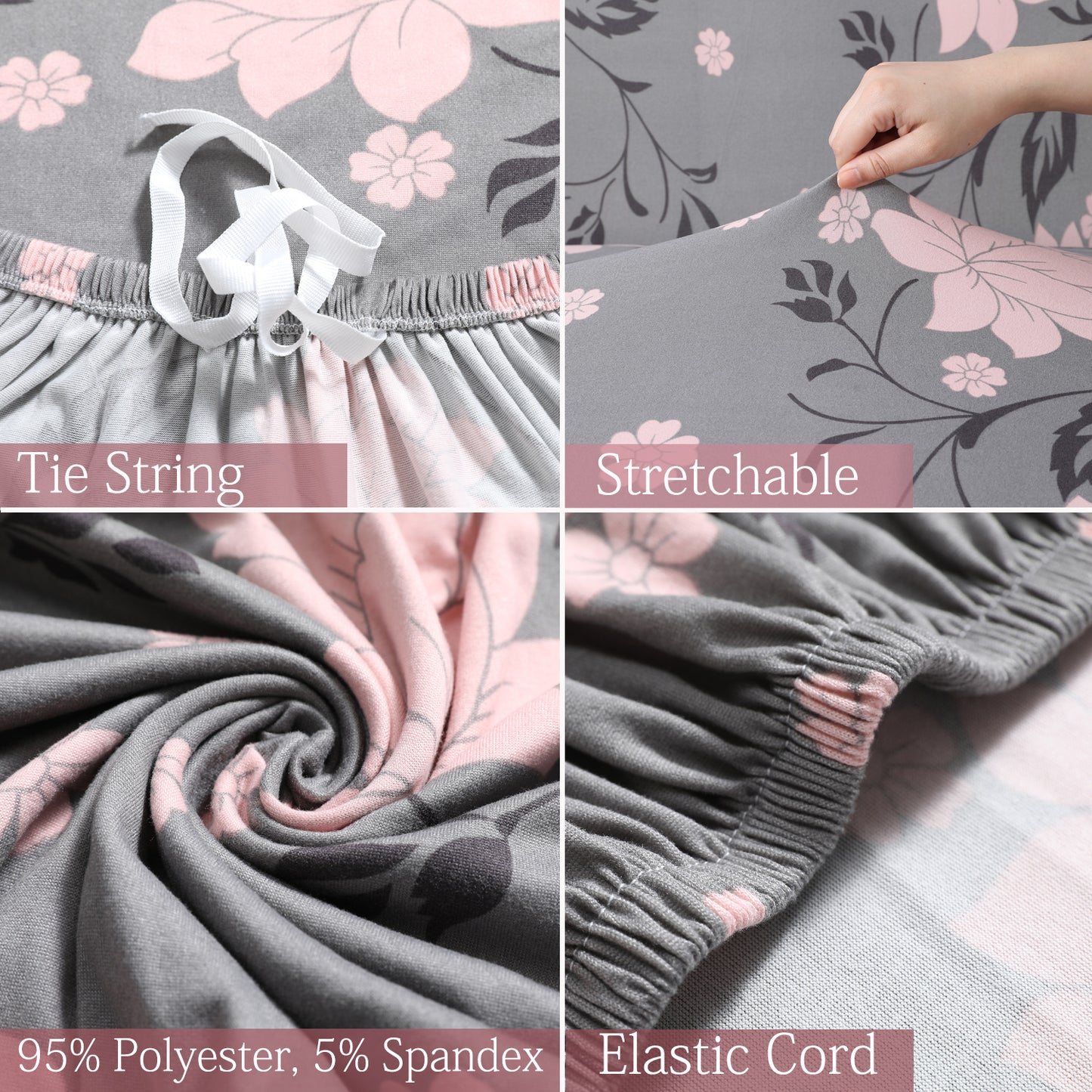 Features of Grey Dahila elastic sofa cover sets