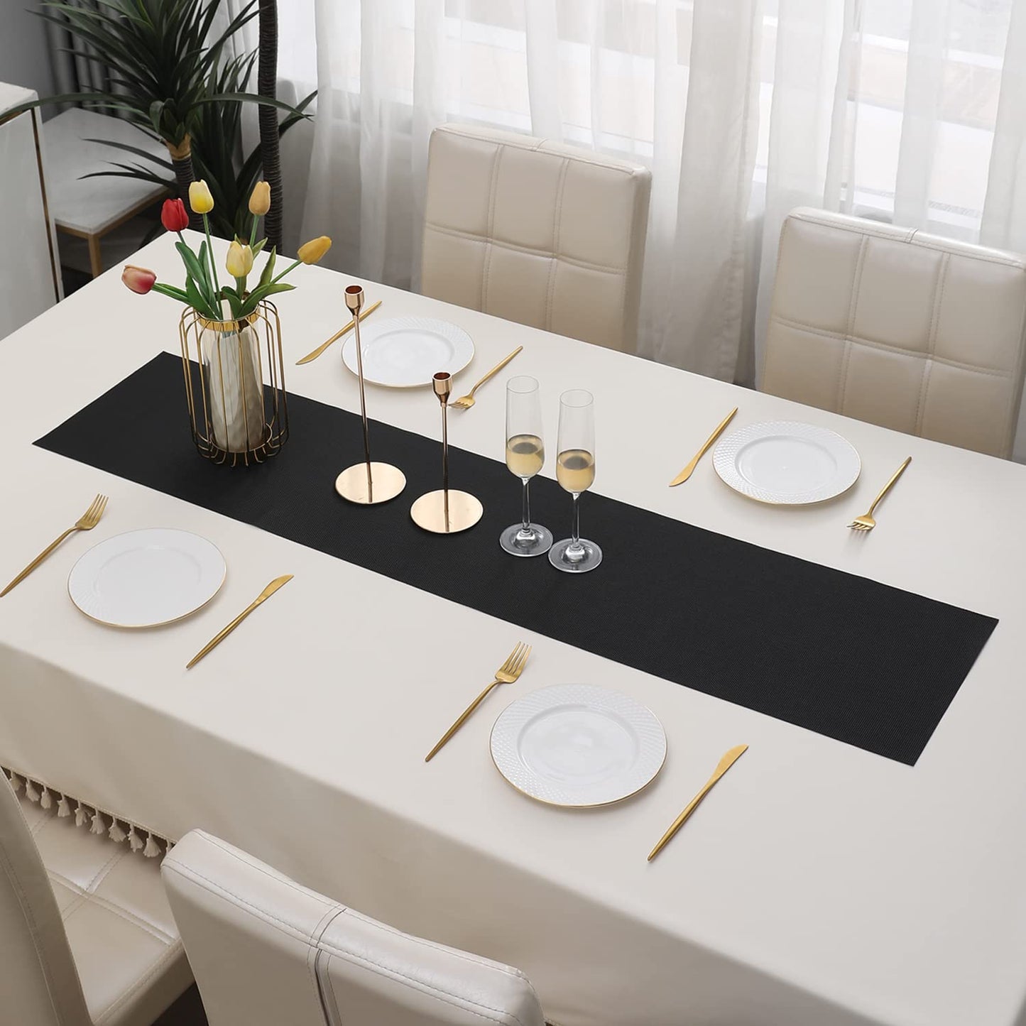PVC Table Runner, Black