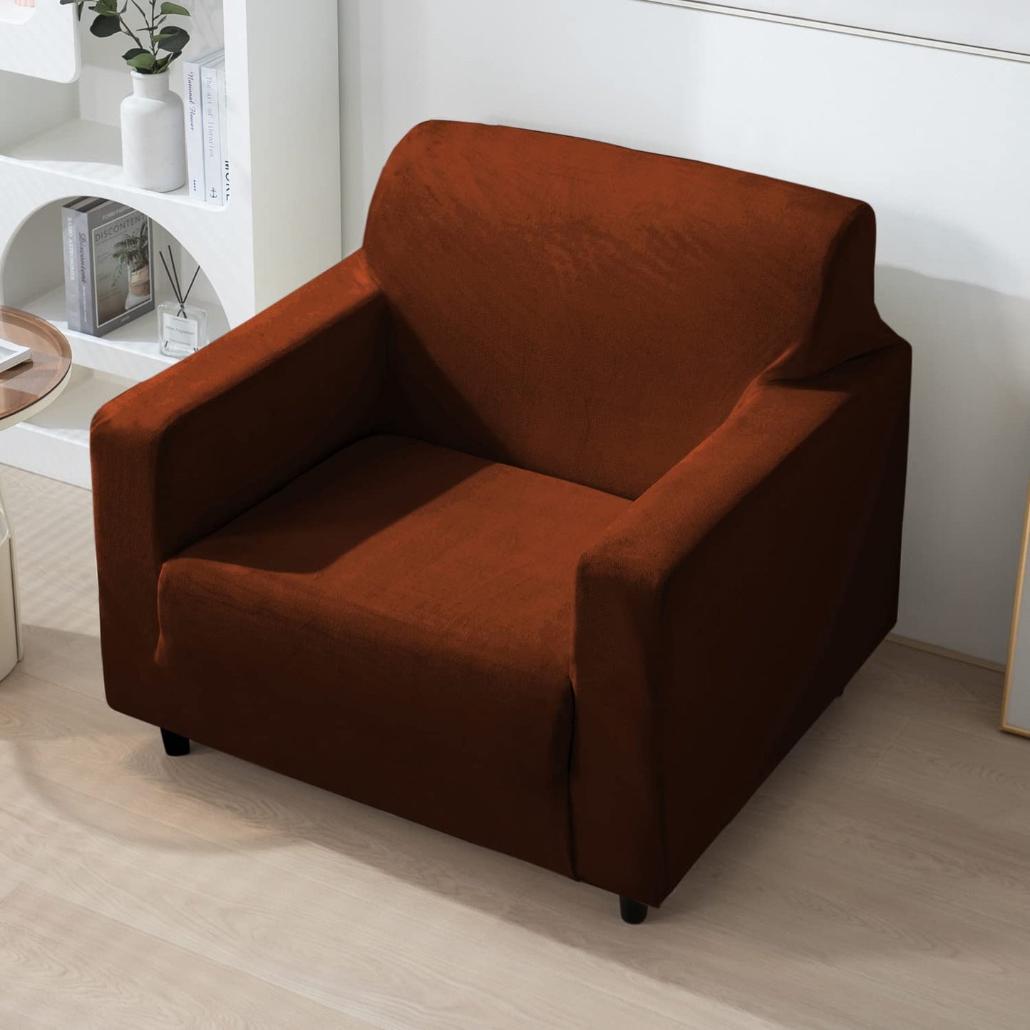 single seater Rustic Brown elastic velvet sofa covers