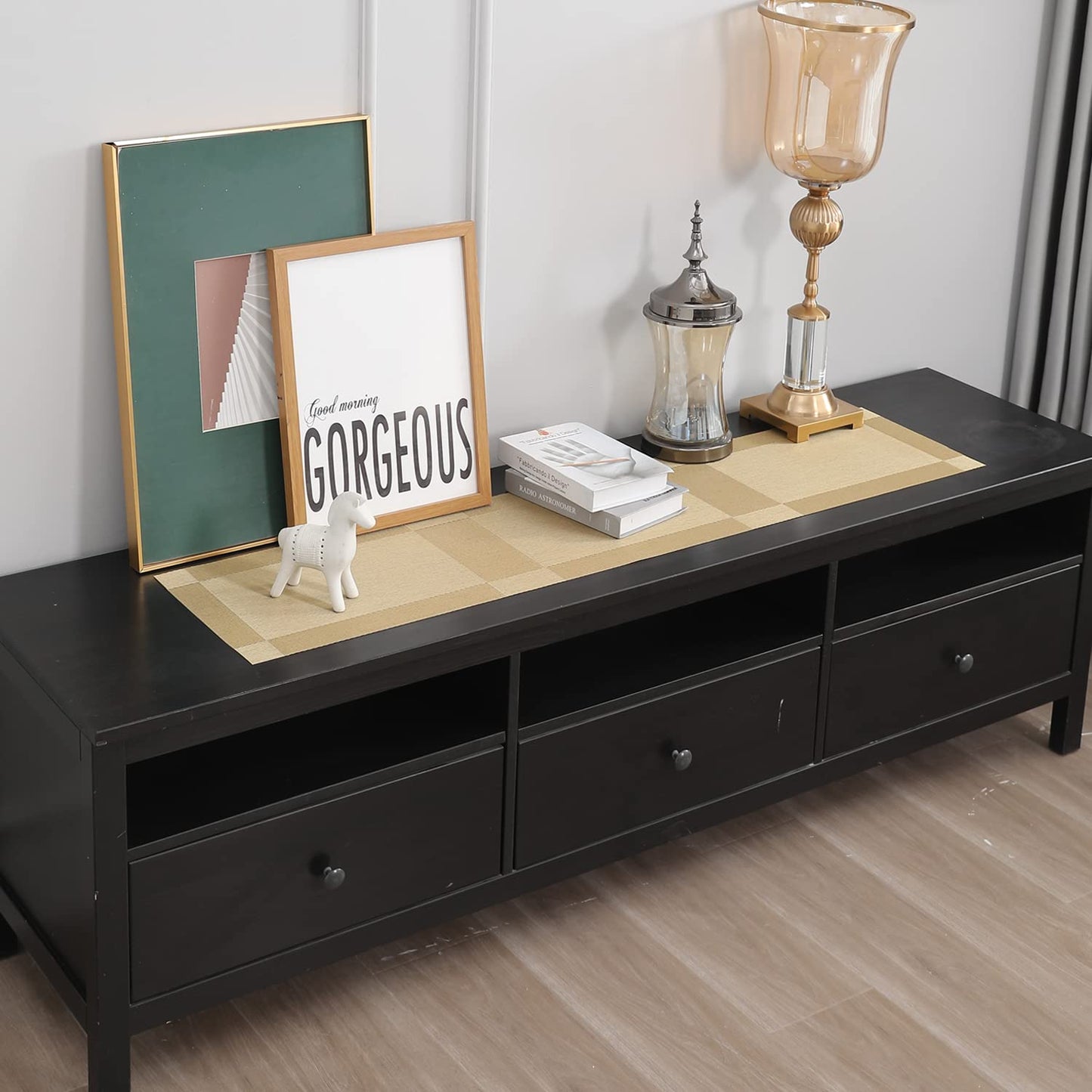 PVC Table Runner for Dinner and Coffee Table, Gold