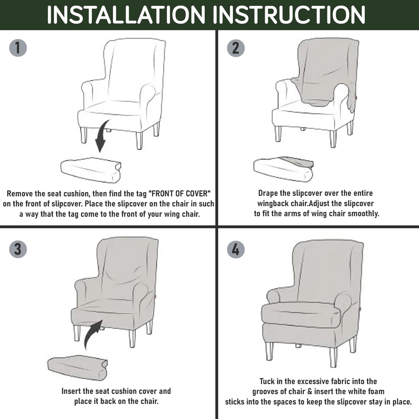 Guide on How to Put on Sea Green hibiscus Elastic Wing Chair Cover