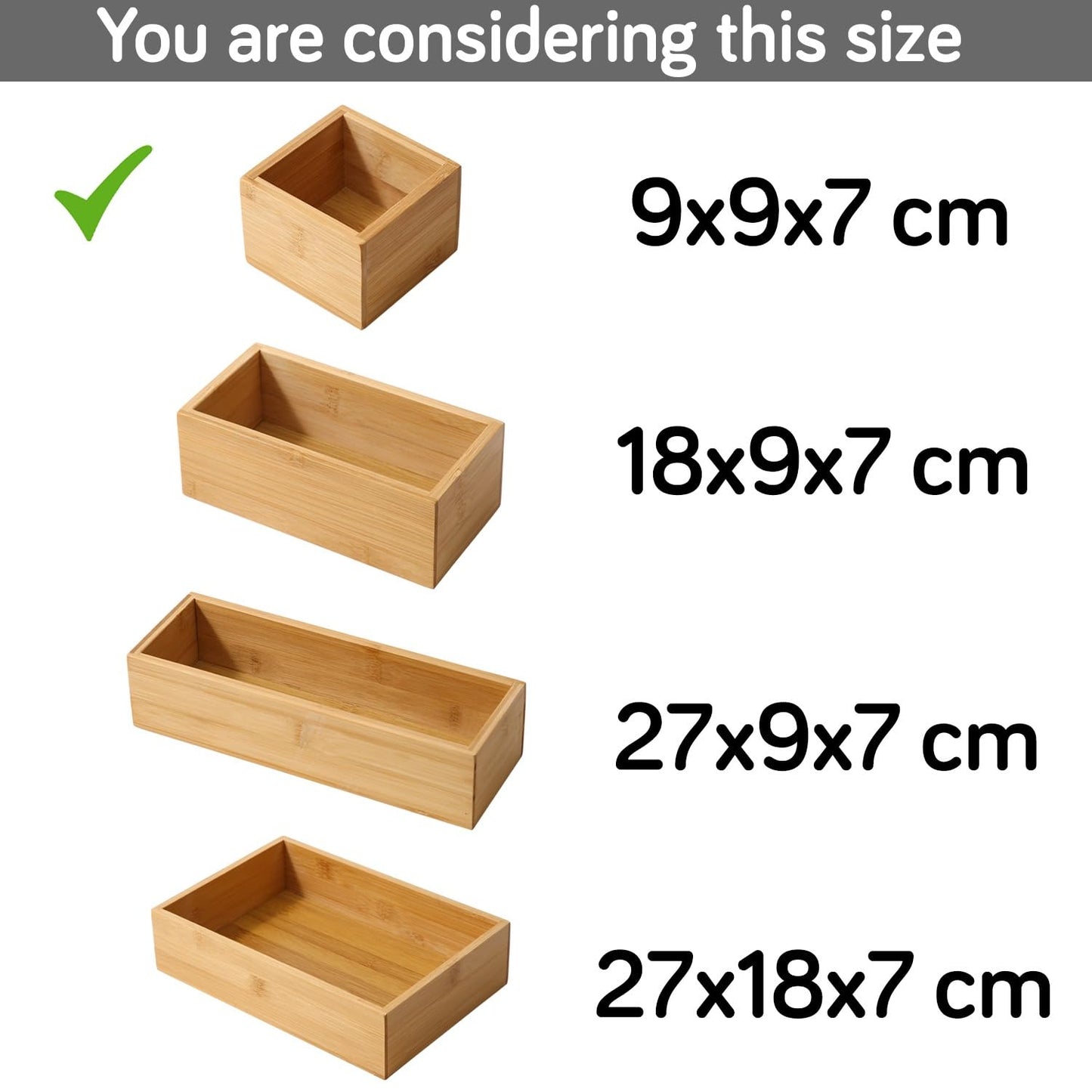 Bamboo Drawer Organizer Storage Box for Home, Bathroom, Kids Room Office Desk Organizer