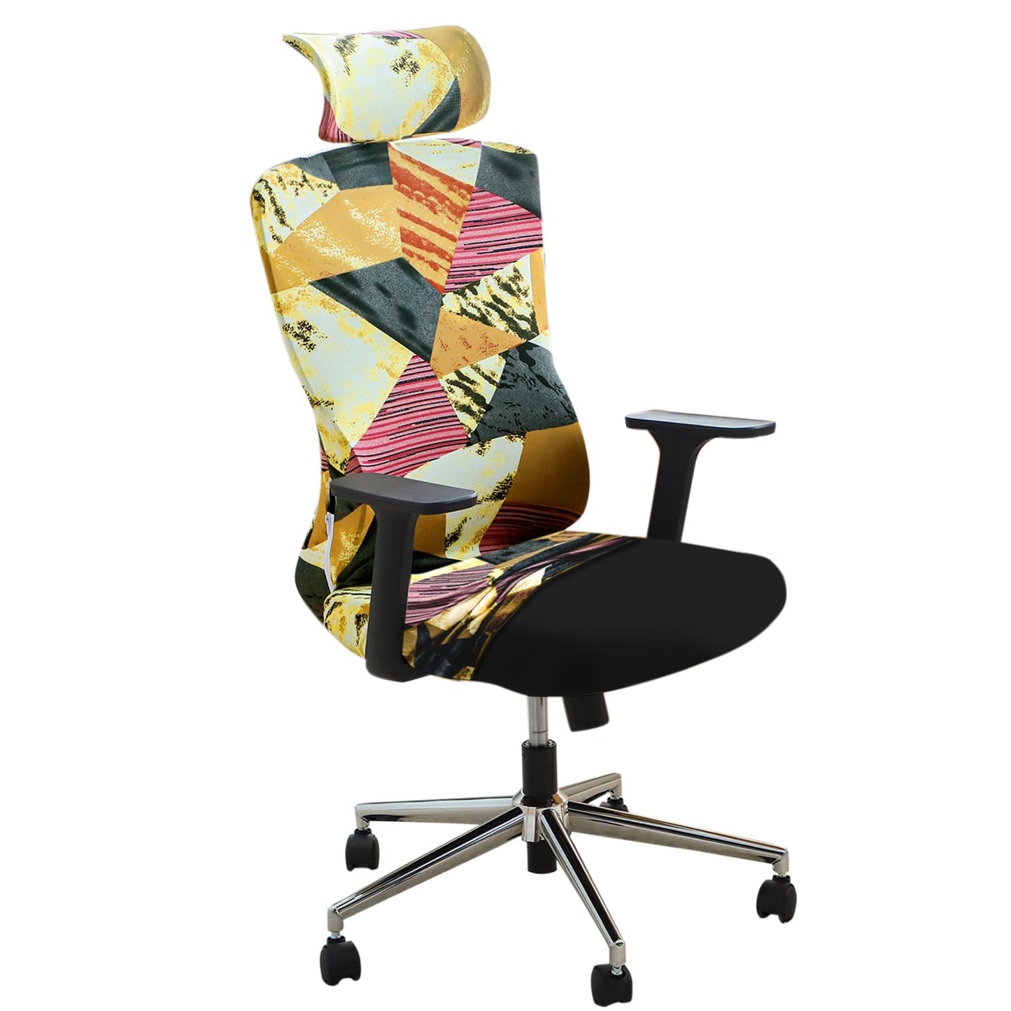 Office Chair Cover with Headrest and Elastic Chair Covers, Wine Abstract Geometry