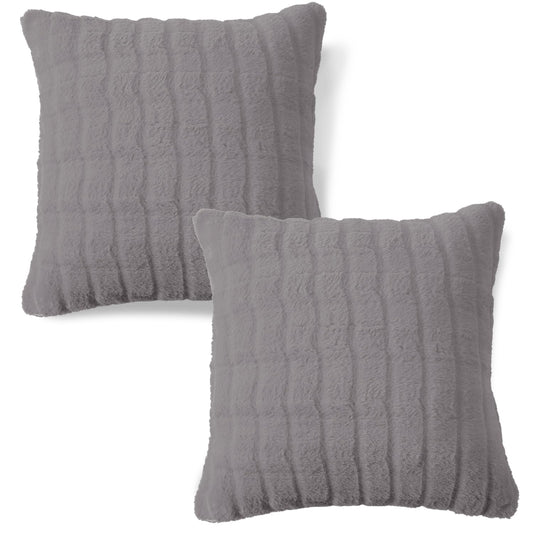 Buy Cute Light Grey colour Zippered Plush Pillow Covers