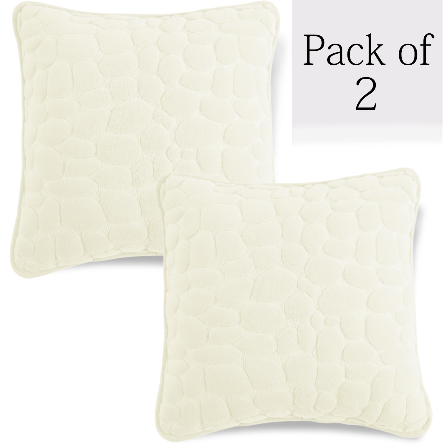 Buy Bliss White Colour Premium Zippered Pebble Texture Milk Velvet cushion covers in set of 2