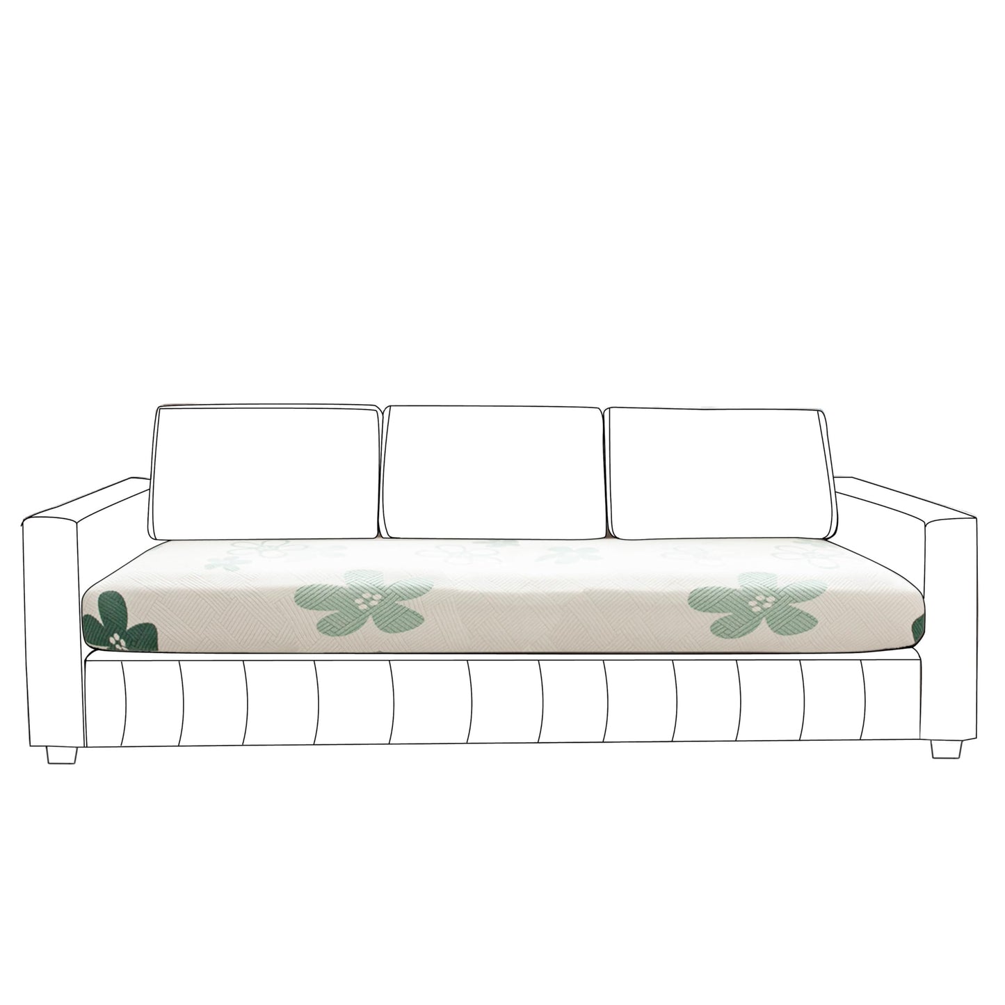 Stretchable Thick Fleece Textured Seat Couch Cushion Cover for 1/2/3 Seater, Celadon Green