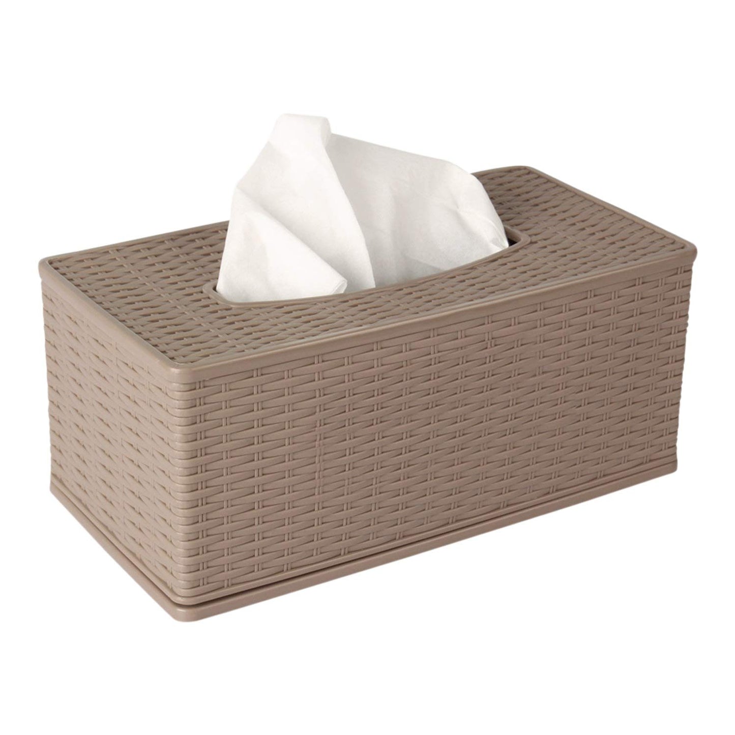 Plastic Tissue Paper Napkin Dispenser Box Holder for Car, Home, Office (Brown)