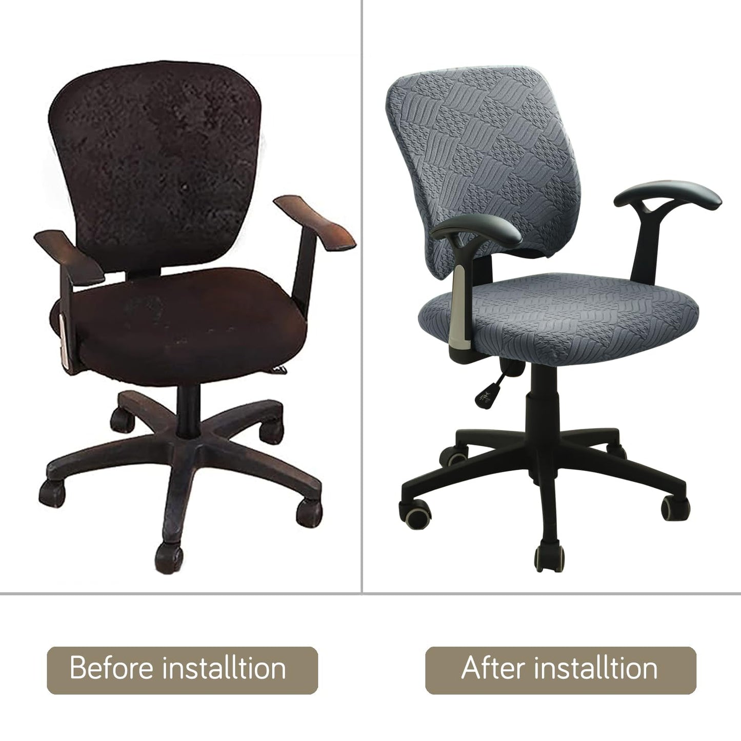 Stretchable Jacquard Office Chair Cover, Dark Grey