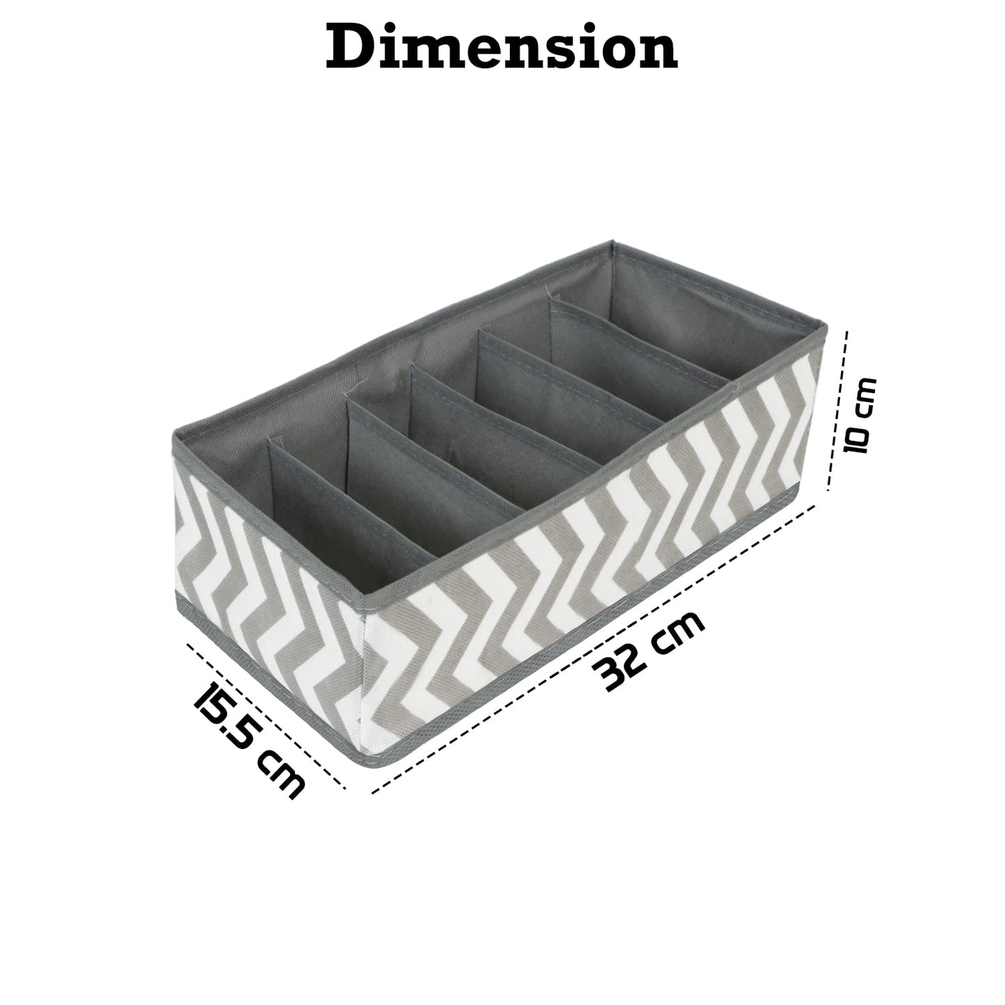 Fabric Undergarment Organizer Storage Box For Drawers Bra Panty Socks Tie Lingerie Organizer For Wardrobe, 6 Grid*2, Grey, Drawer Organizers