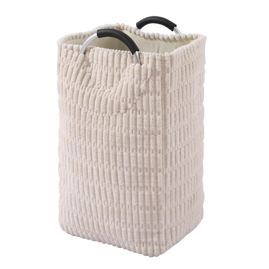 Folding Laundry Bag for Clothes Hamper Basket, Collapsible Storage Basket, Cream