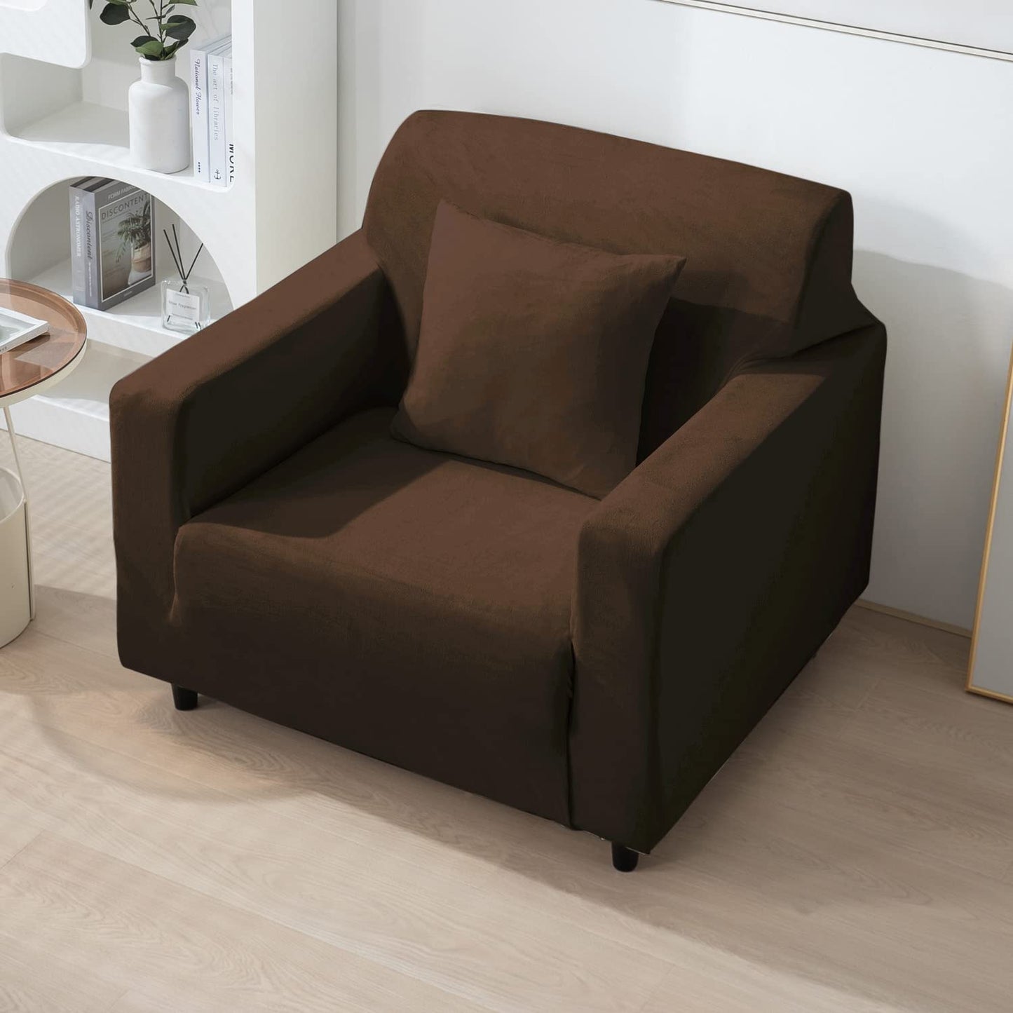 Elastic Stretchable Premium Velvet Sofa Cover, Brown