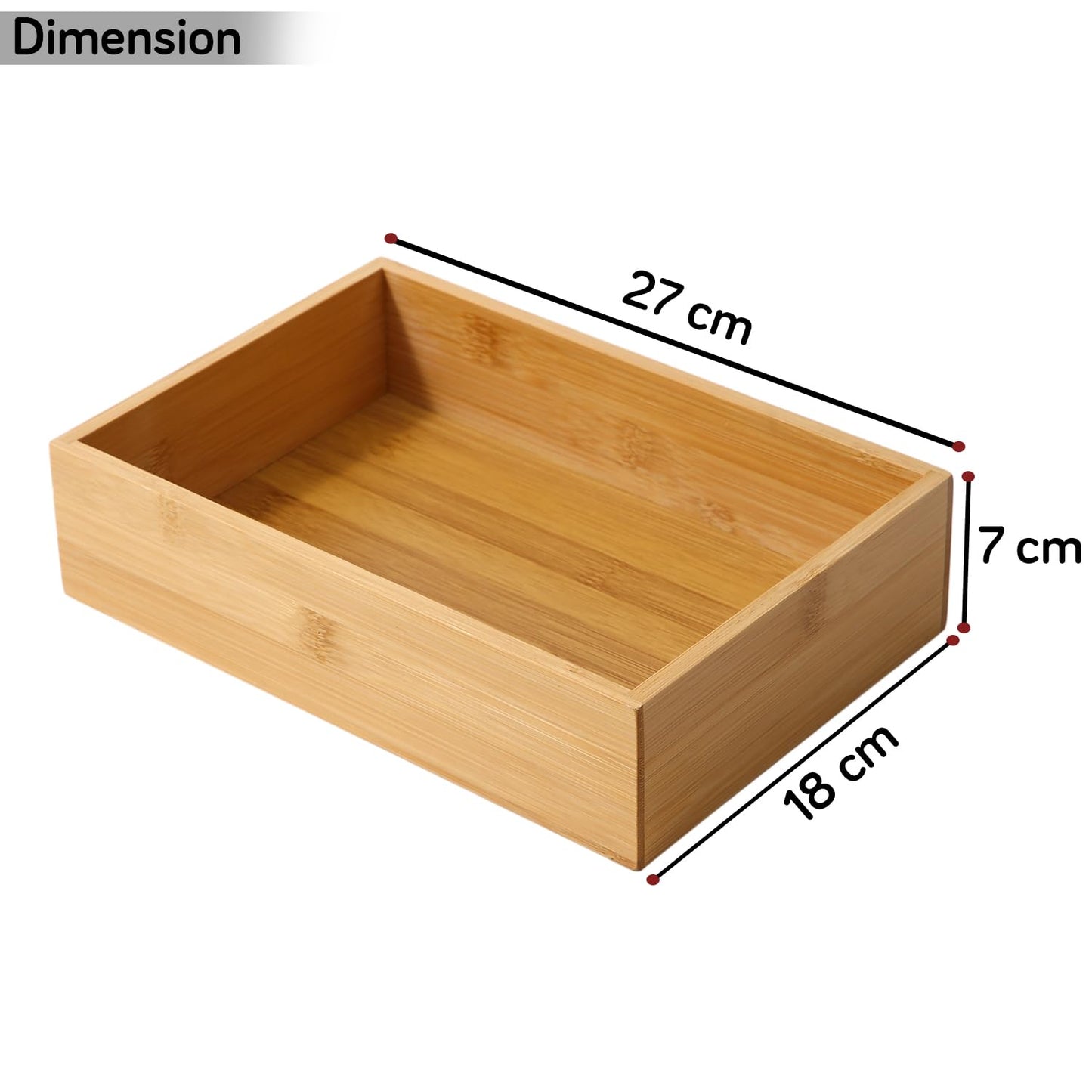 Bamboo Drawer Organizer Storage Box for Home, Bathroom, Kids Room Office Desk Organizer