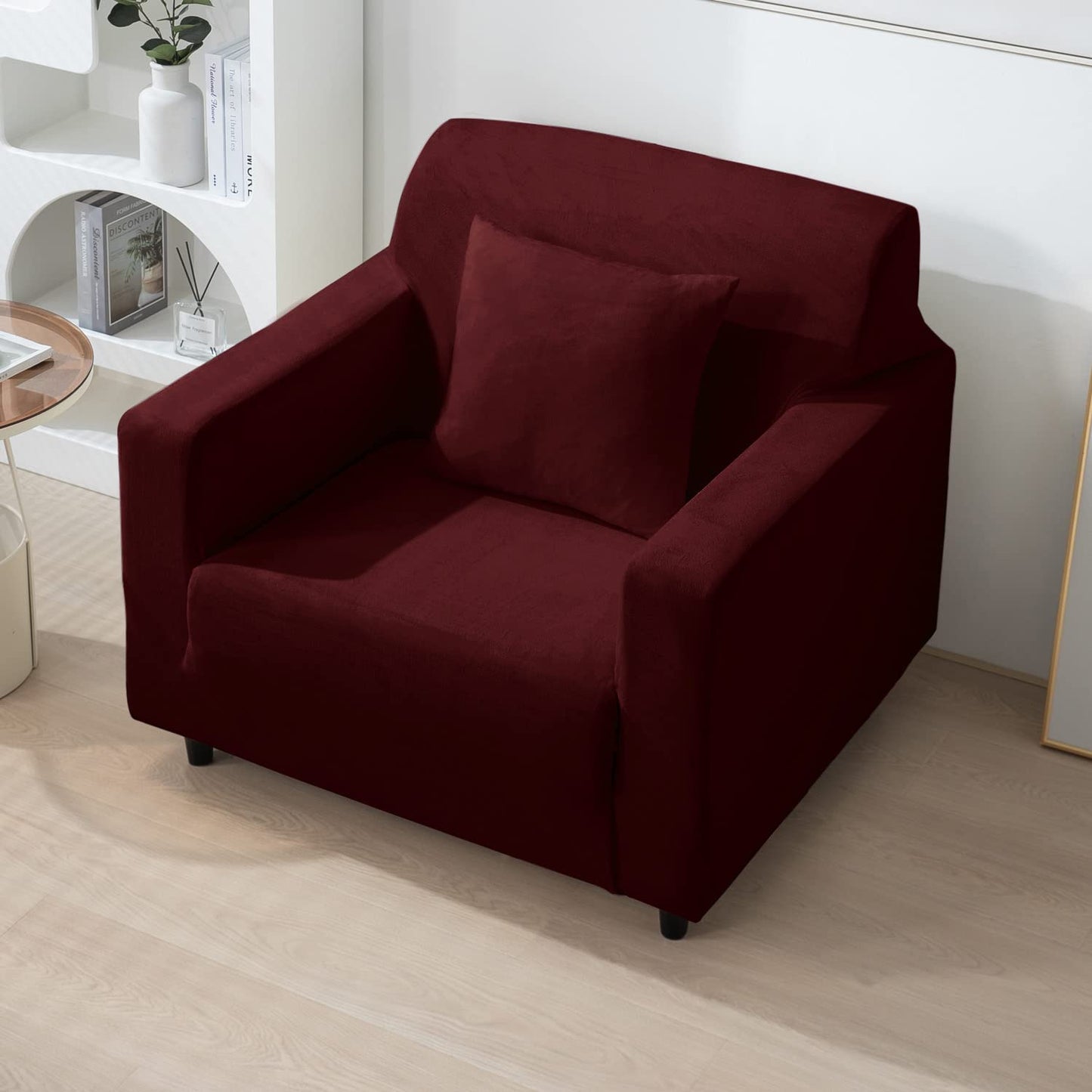single seater Burgundy elastic velvet sofa covers