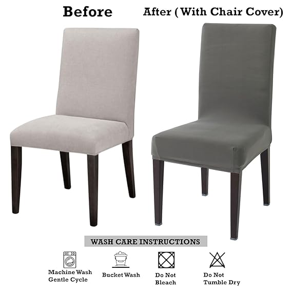 Stretchable dining chair cover – before and after with care tips