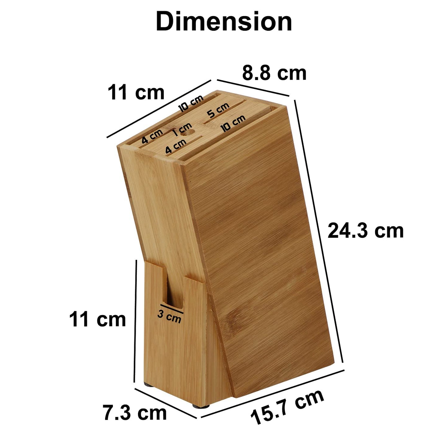 Wooden Knife Holder for Kitchen - Universal Knives Holder Stand with 5 Slots