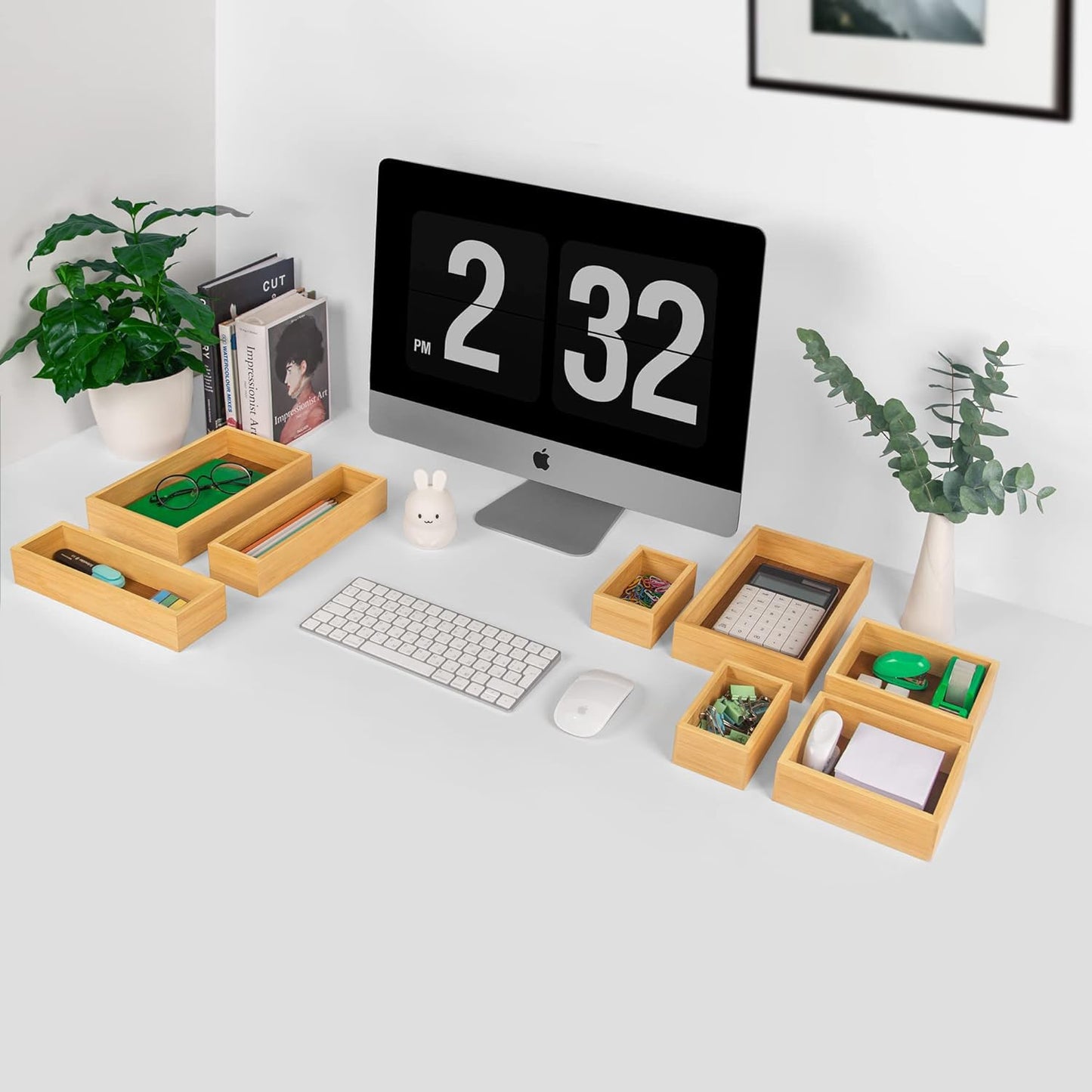Bamboo Drawer Organizer Storage Box for Home, Bathroom, Kids Room Office Desk Organizer