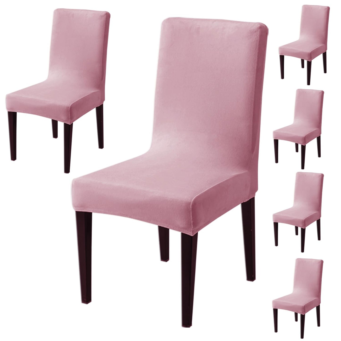 Elastic Stretchable Premium Velvet Dining Chair Cover, Pink
