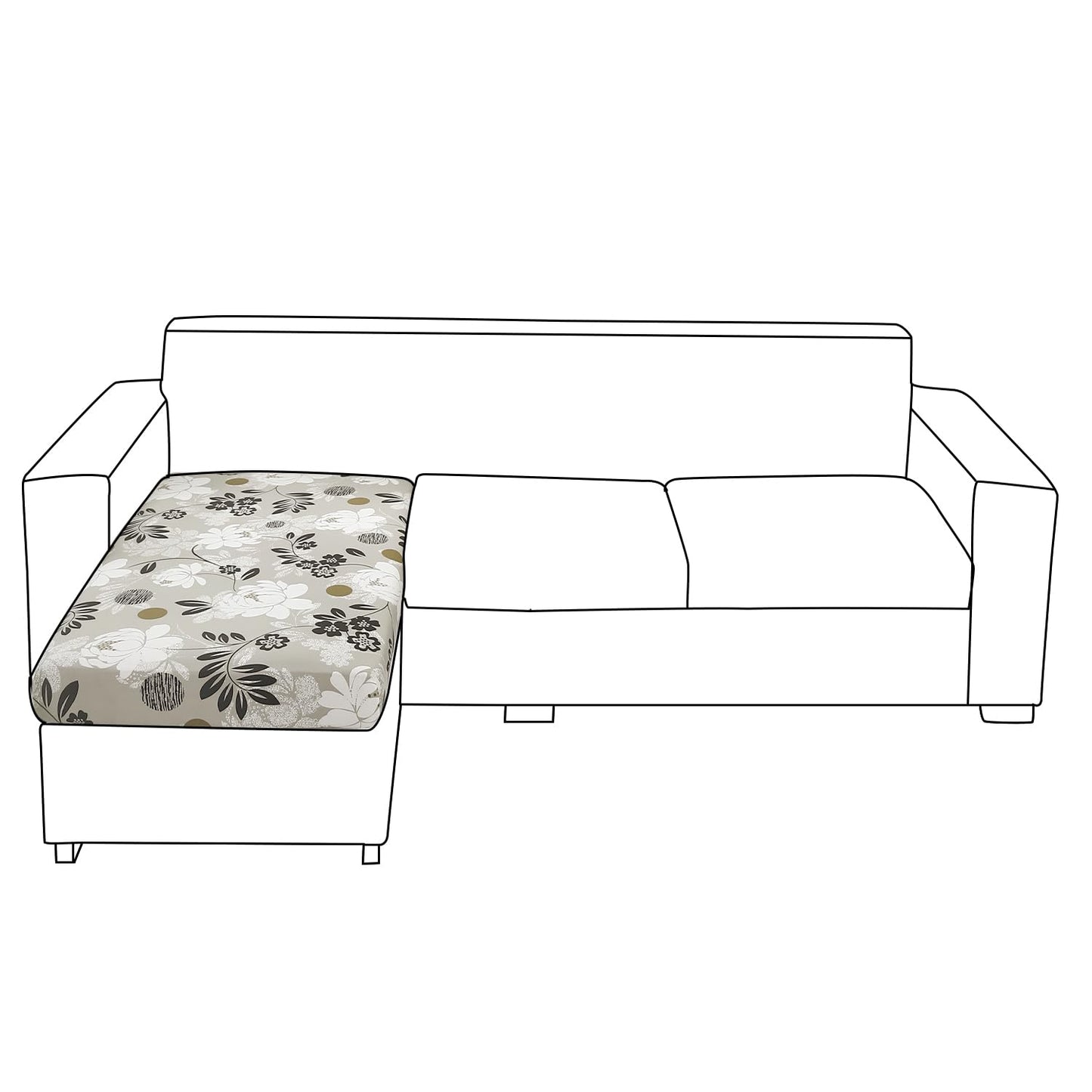 140 GSM Stretchable Printed Elastic Sofa Cushion Seat Cover for 1 /2 /3 Seaters / Pieces for Sofa, Feather Brown Floral
