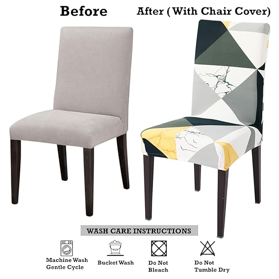 Before and after using stretchable dining chair covers for dining chairs