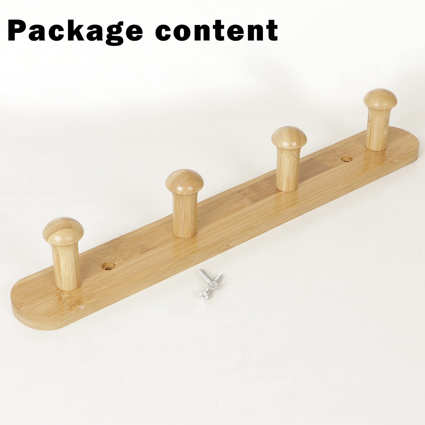 Bamboo Wooden Heavy Duty Wall Mounted Hooks for Hanging - 3/4/5 Hooks Rail