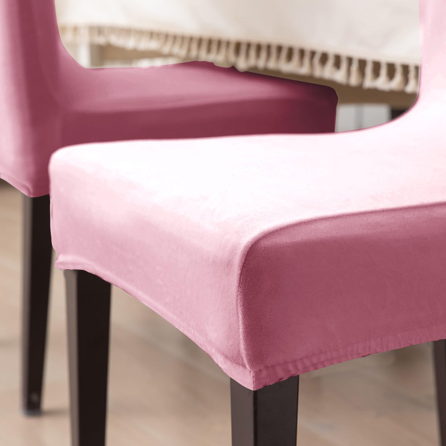 Elastic Stretchable Premium Velvet Dining Chair Cover, Pink
