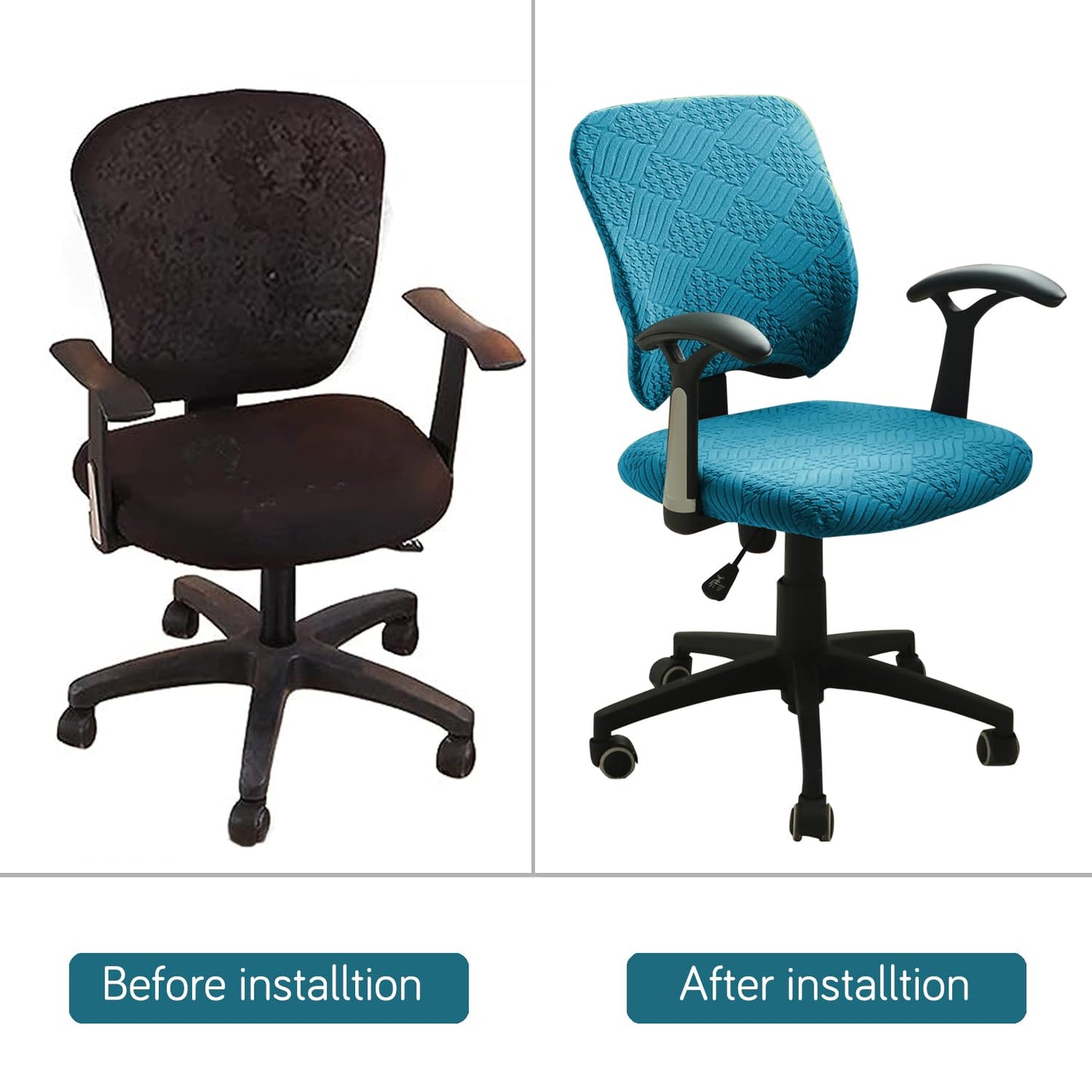 Stretchable Jacquard Office Chair Cover, Turquoise