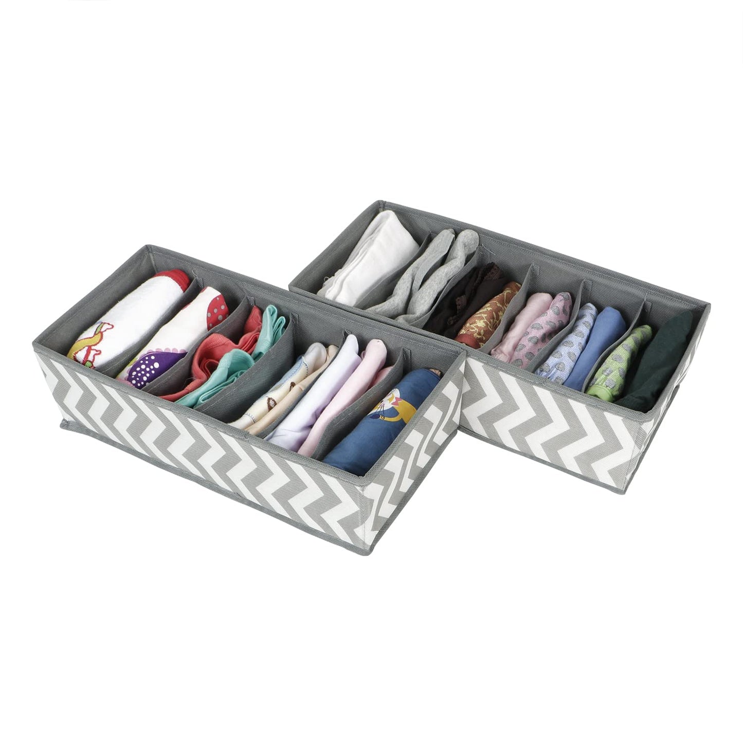 Fabric Undergarment Organizer Storage Box For Drawers Bra Panty Socks Tie Lingerie Organizer For Wardrobe, 6 Grid*2, Grey, Drawer Organizers