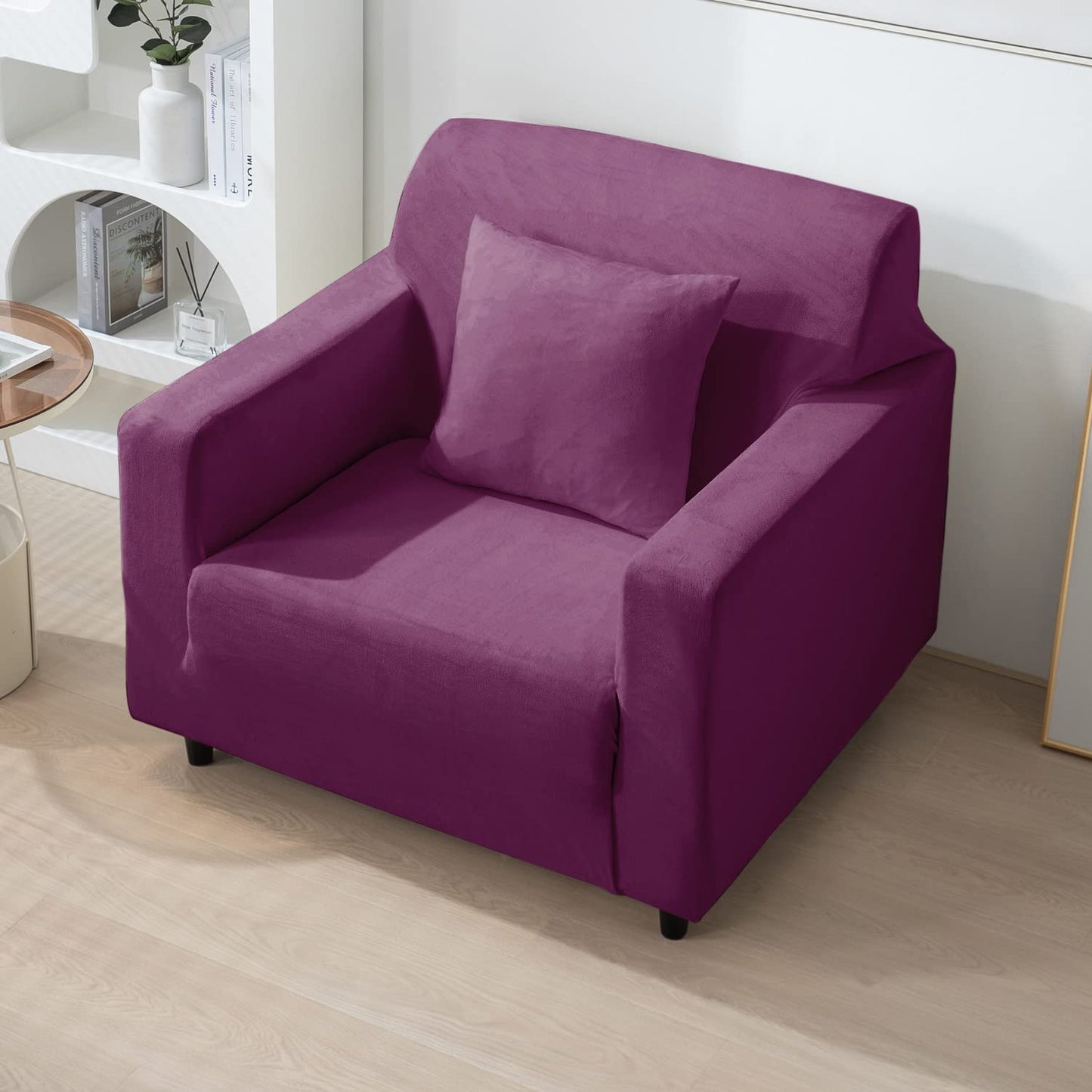 1 seater Purple elastic stretchable sofa cover
