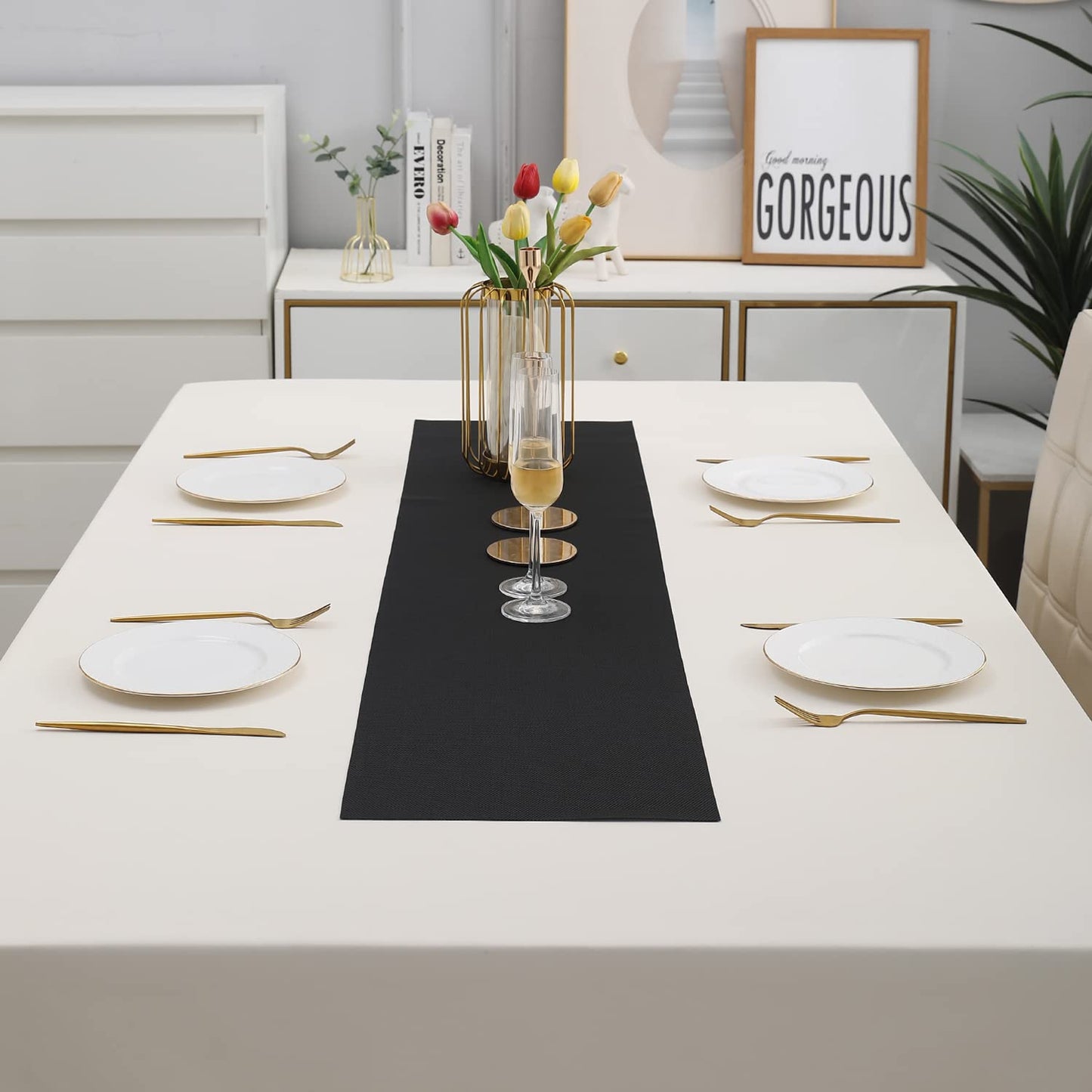 PVC Table Runner, Black