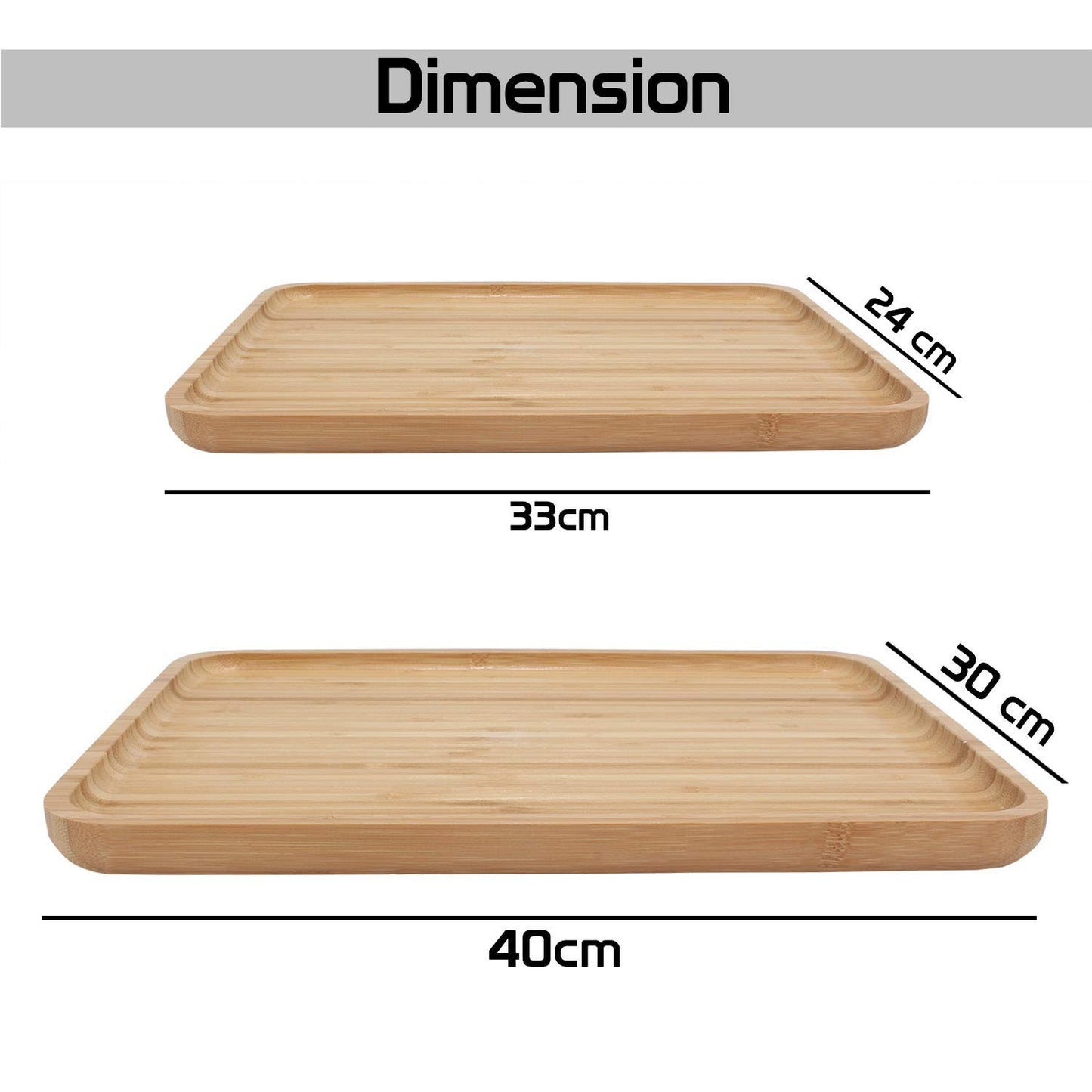 Wooden Bamboo Serving Tray Set of 2