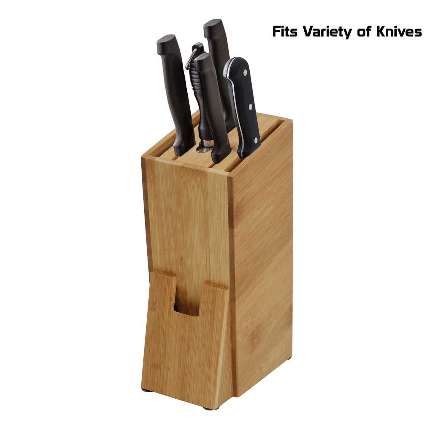 Wooden Knife Holder for Kitchen - Universal Knives Holder Stand with 5 Slots