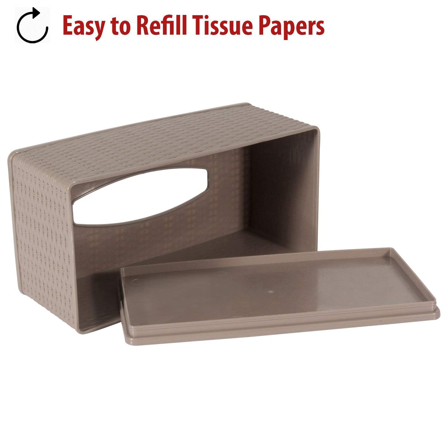 Plastic Tissue Paper Napkin Dispenser Box Holder for Car, Home, Office (Brown)