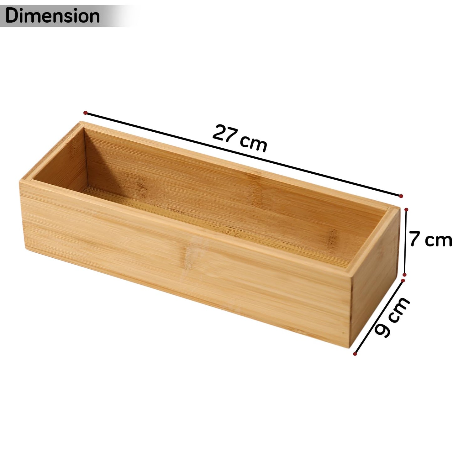 Bamboo Drawer Organizer Storage Box for Home, Bathroom, Kids Room Office Desk Organizer