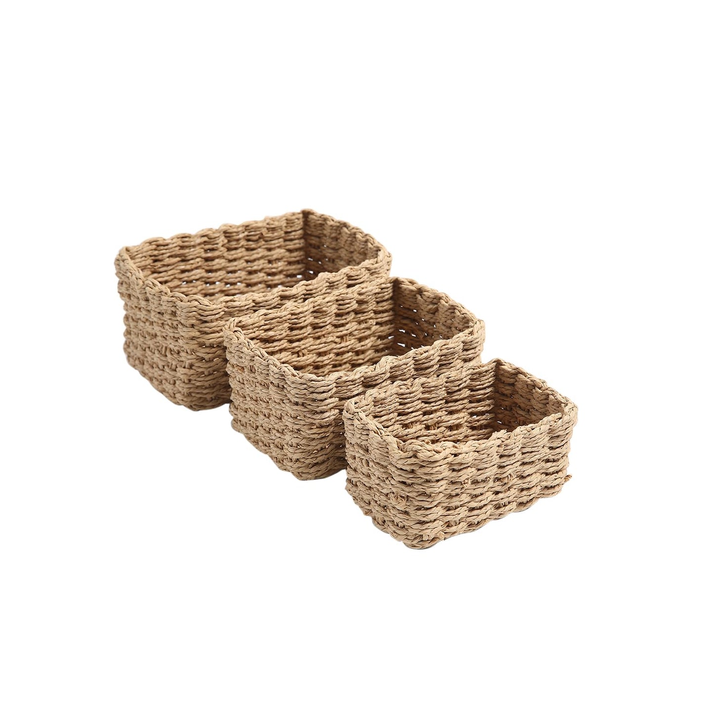 Eco-Friendly Paper Rope Storage Basket, Set of 2, Brown