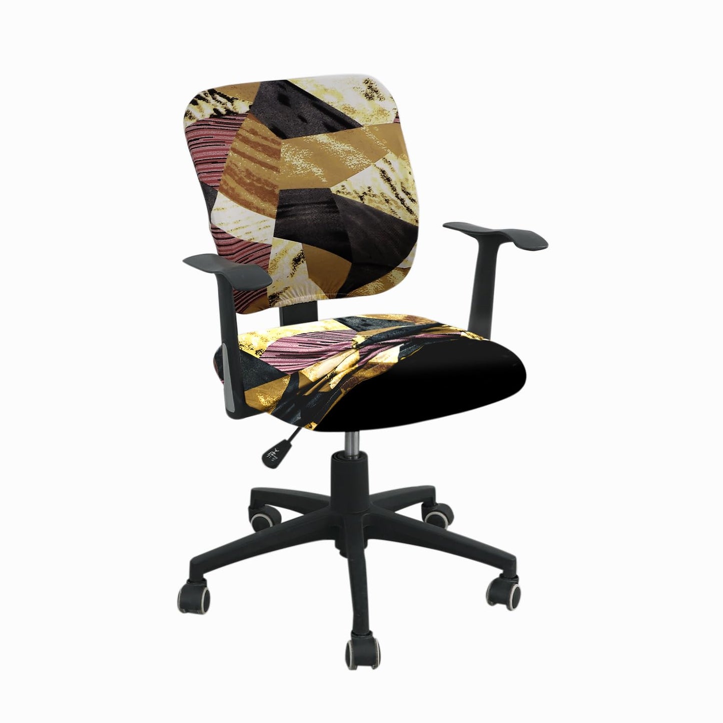 Wine Abstract Geometry Print Stretchable Jacquard Regular Office Chair Cover | Hokipo