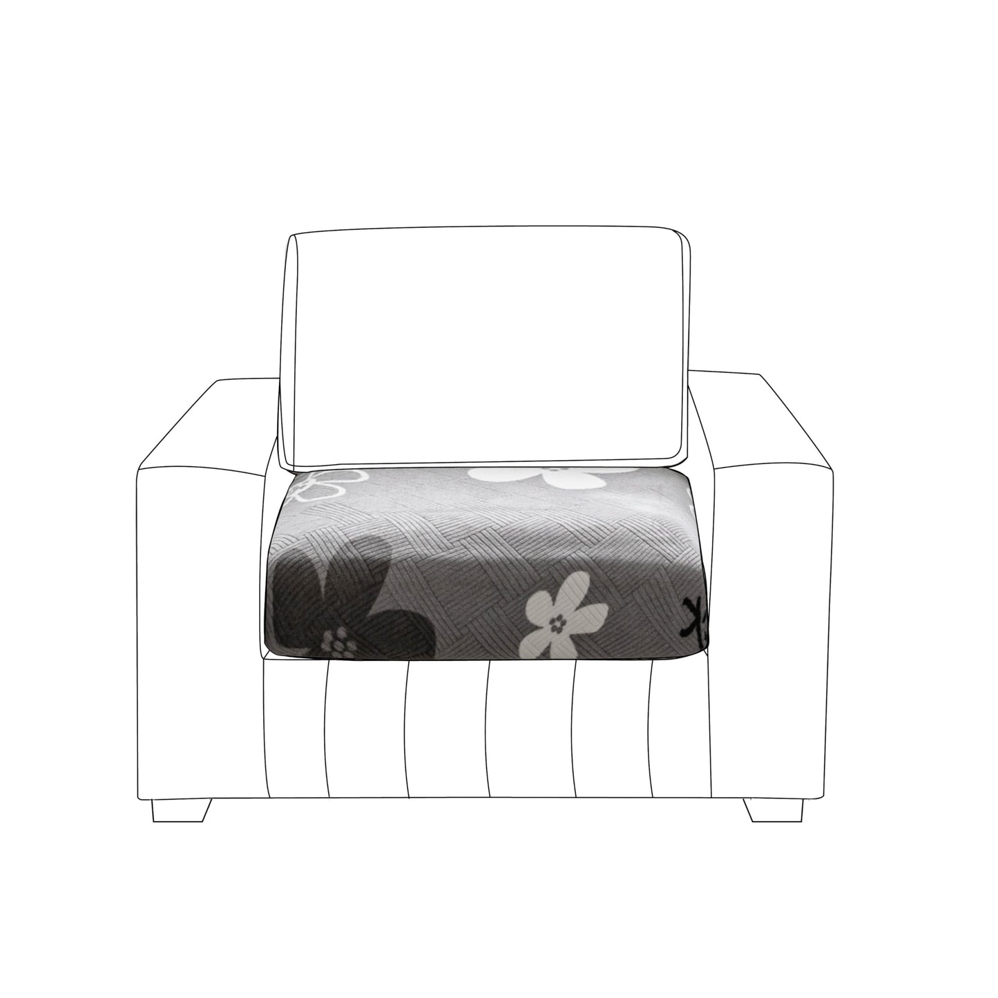 Stretchable Thick Fleece Textured Seat Couch Cushion Cover for 1/2/3 Seater, Moon Grey