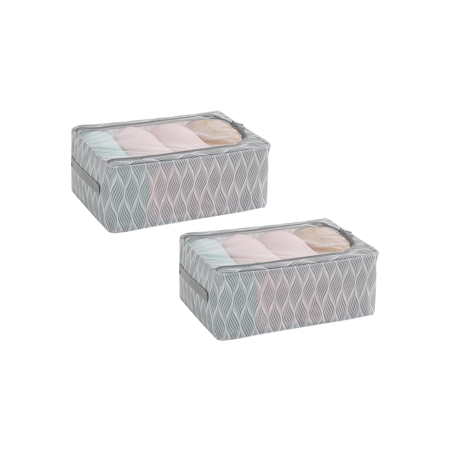 Cloth Organizer with Metal Frame | Moisture & Moth Resistant Wardrobe Organizer | Living Box for Clothes, Grey leaf