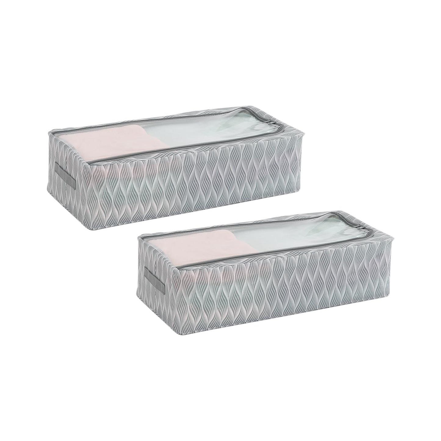 Cloth Organizer with Metal Frame | Moisture & Moth Resistant Wardrobe Organizer | Living Box for Clothes, Grey leaf