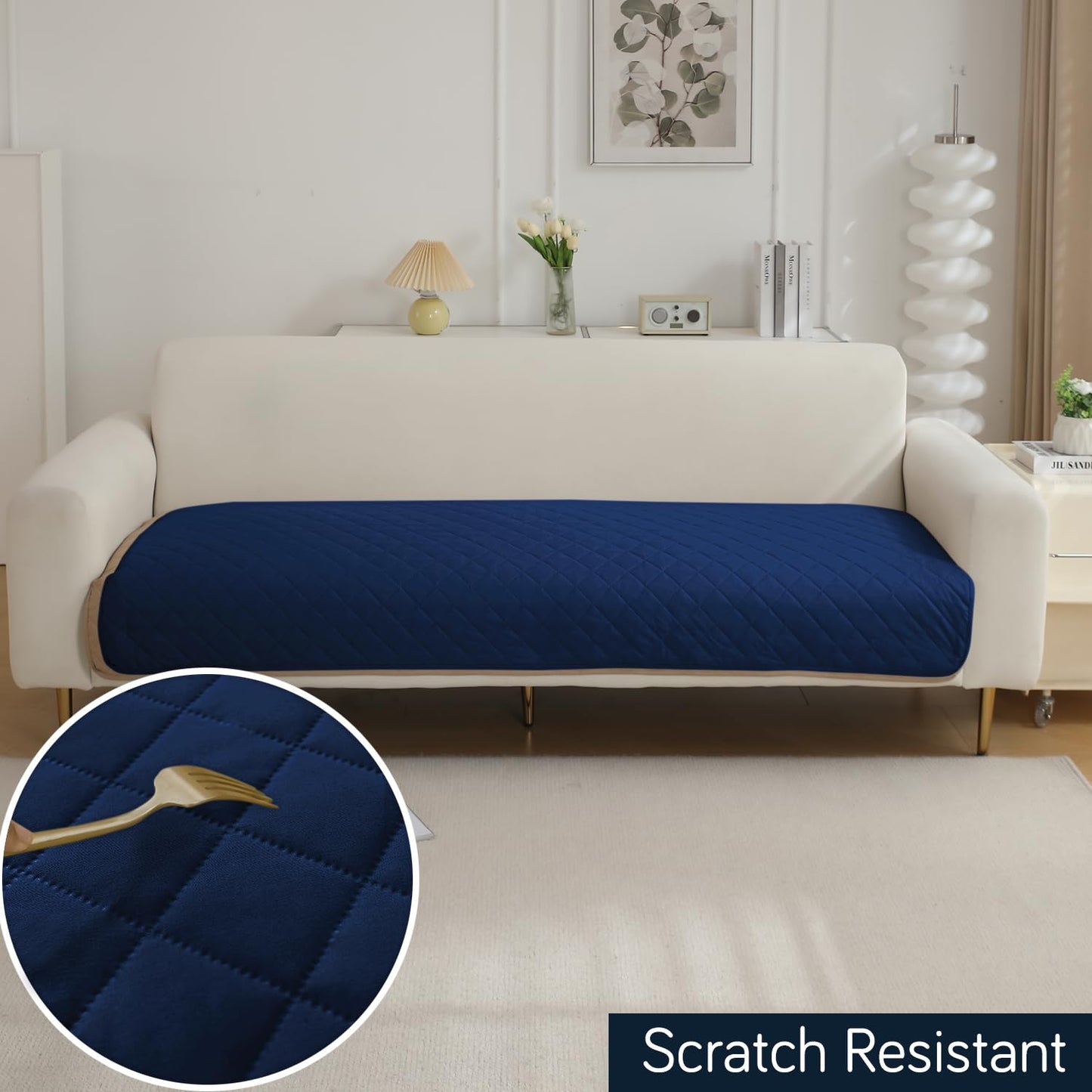 Waterproof Anti-Slip Quick Dry Sofa Seat Mat for 1/2/3 Seater, Navy Blue