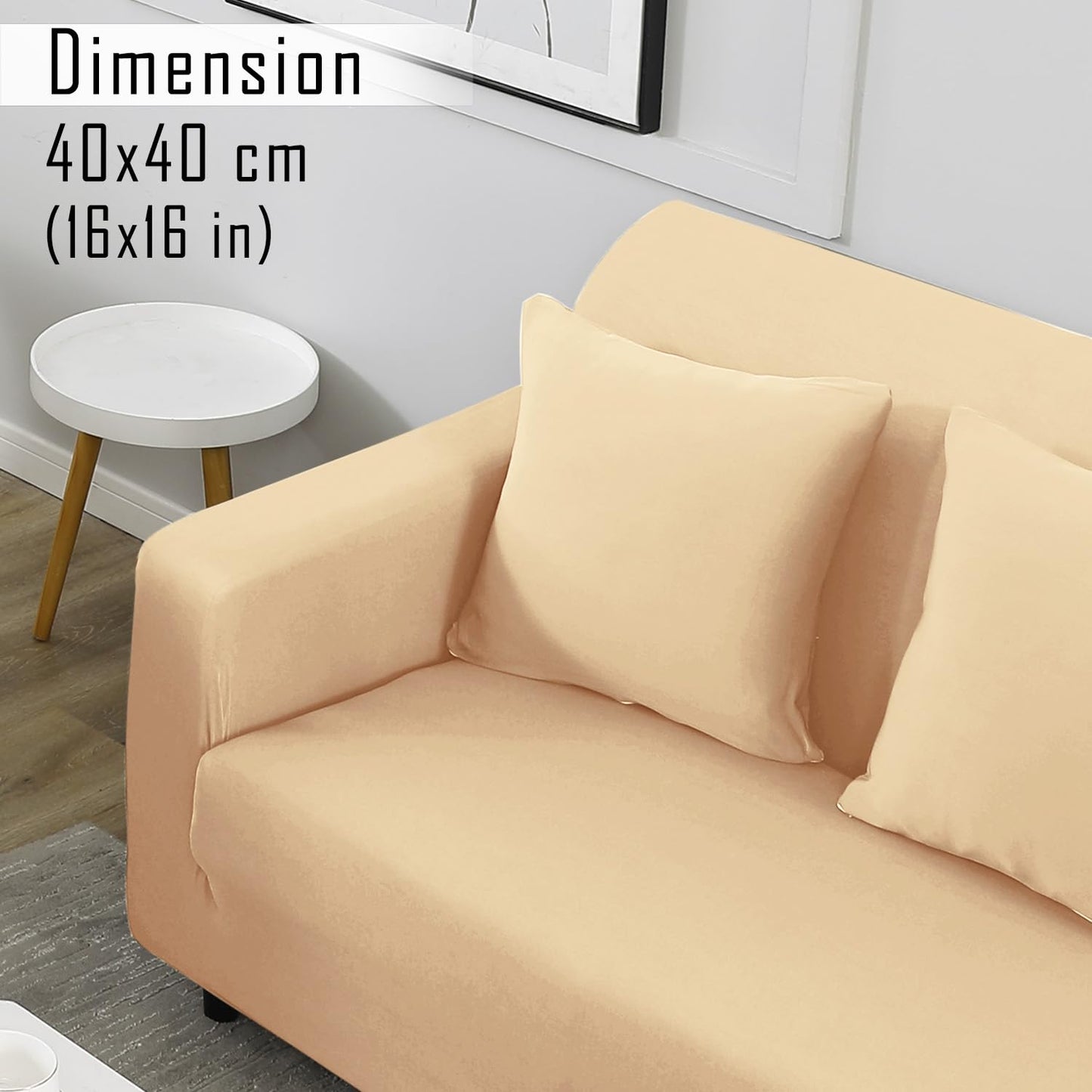 Plain Beige zippered sofa pillow covers Set of 2