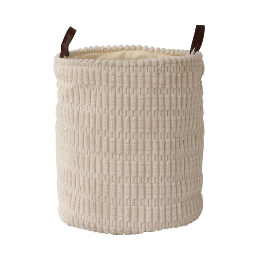 Folding Laundry Bag for Clothes Hamper Collapsible Storage Basket, Cream