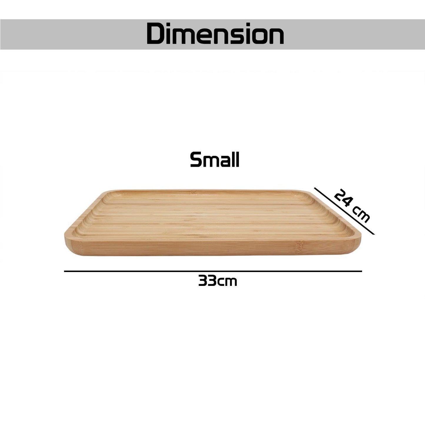 Wooden Bamboo Serving Tray, Small, Rectangular