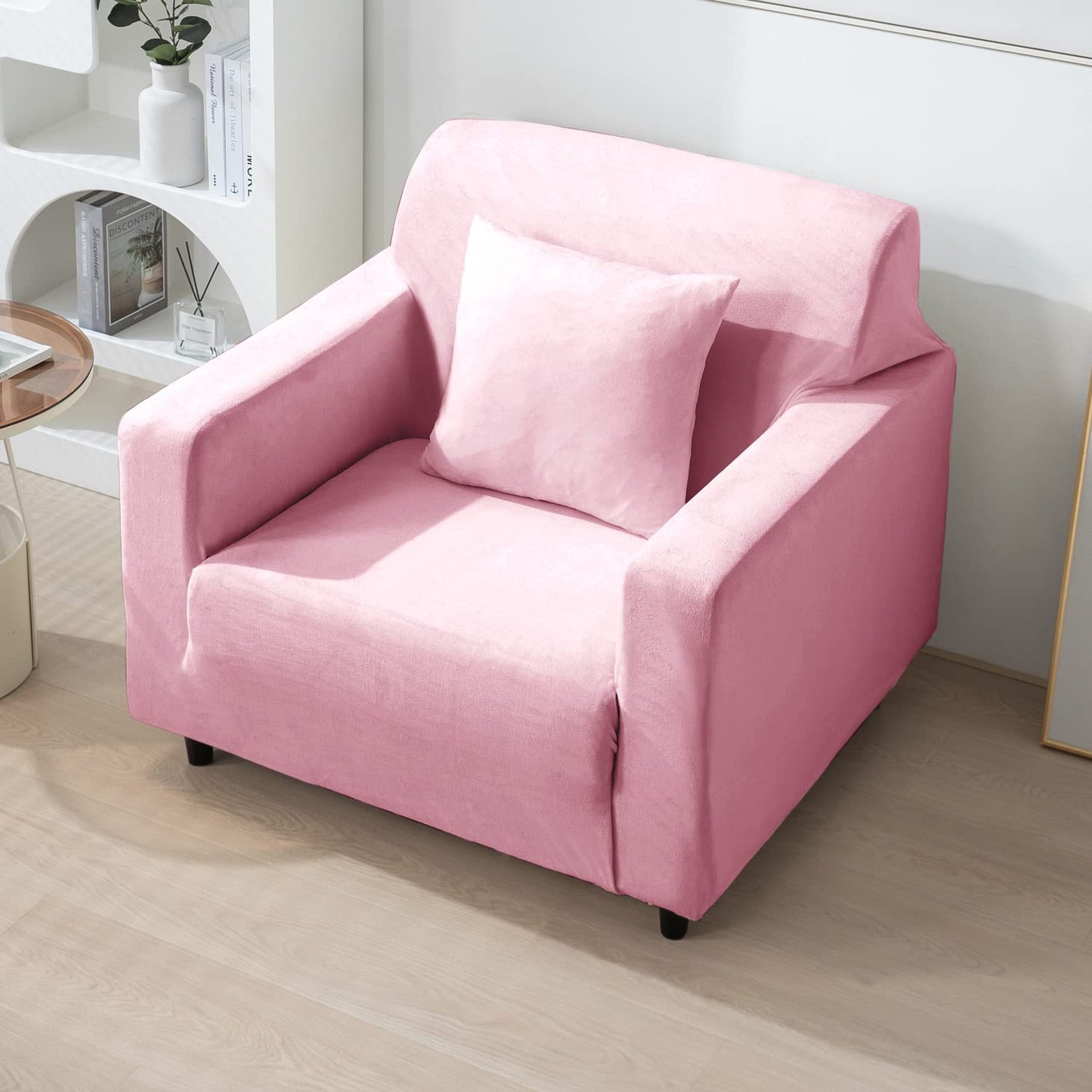 1 seater Pink elastic stretchable sofa cover