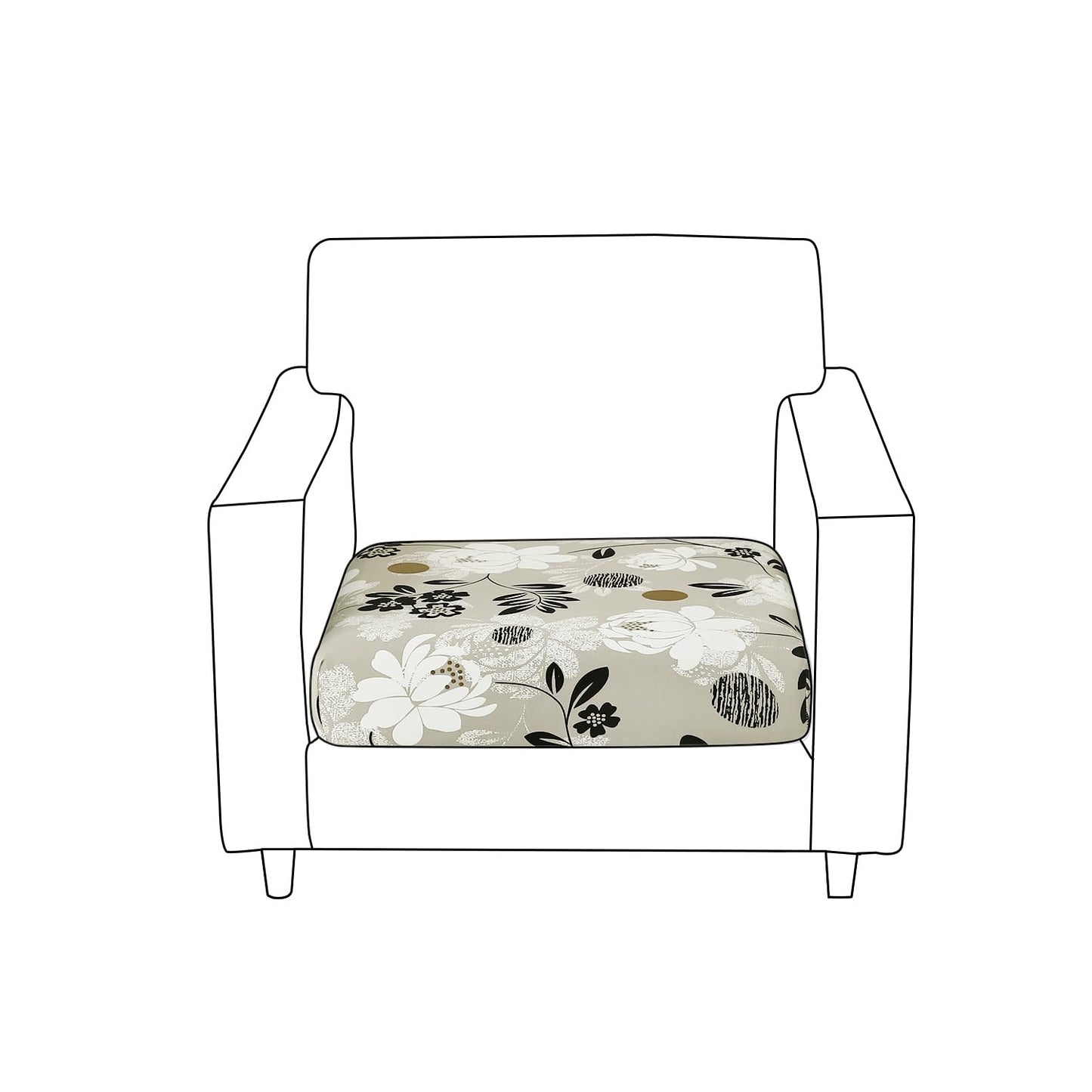 140 GSM Stretchable Printed Elastic Sofa Cushion Seat Cover for 1 /2 /3 Seaters / Pieces for Sofa, Feather Brown Floral