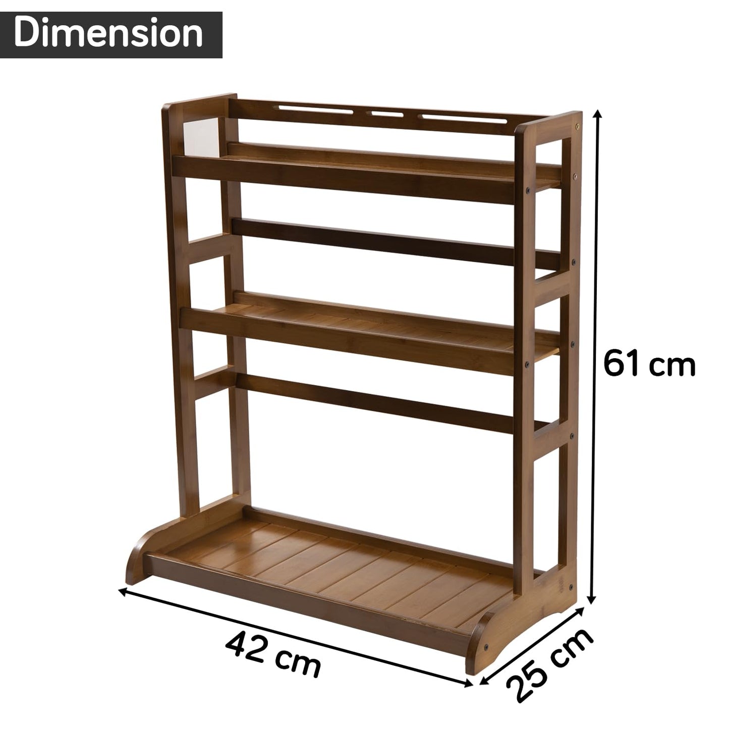 3 Tier Bamboo Rack Organizer for Kitchen Platform Counter Top Rack Storage Shelf Stand