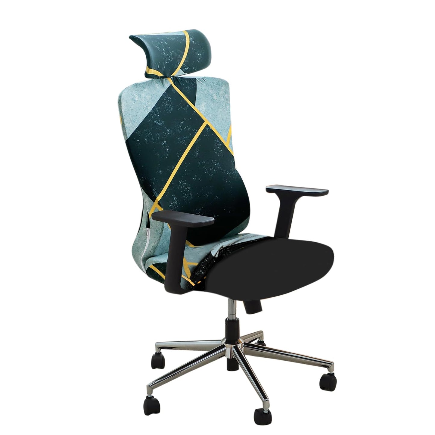 Office Chair Cover with Headrest and Elastic Chair Covers, Multicolor Abstract Geometry