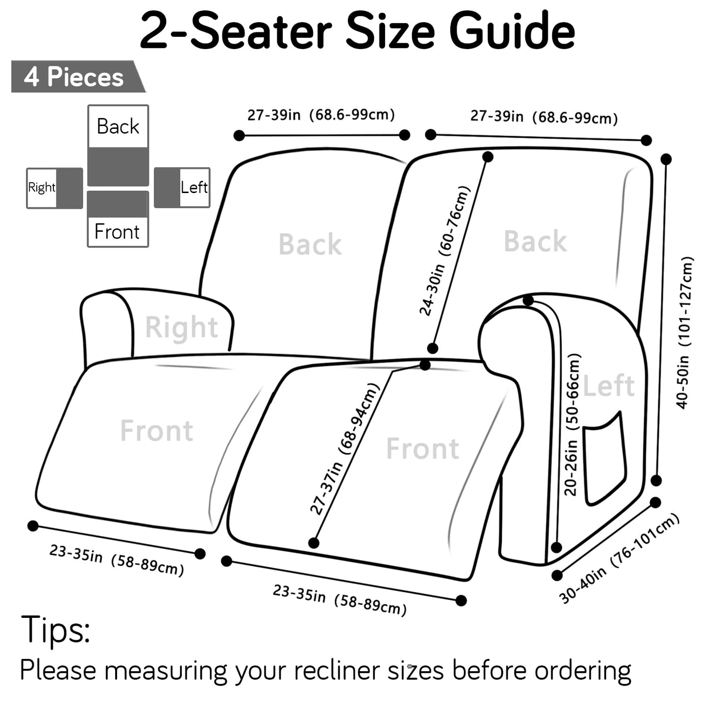 Premium 170 GSM Jacquard Fully Covered Recliner Sofa Cover for 1/2/3 Seaters, Green