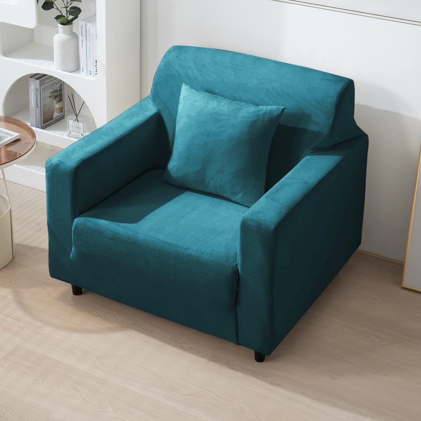 Elastic Stretchable Premium Velvet Sofa Cover, Turquoise